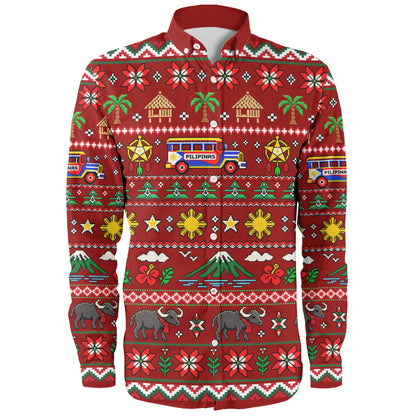 Philippines Filipinos Long Sleeve Shirt Maligayang Pasko Pattern Style