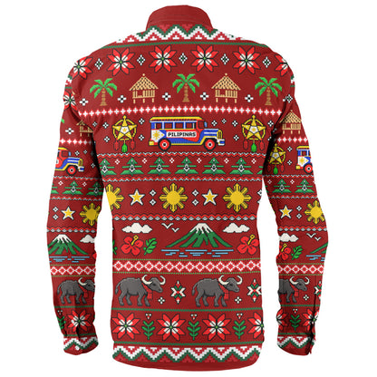 Philippines Filipinos Long Sleeve Shirt Maligayang Pasko Pattern Style