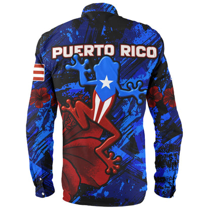 Puerto Rico Long Sleeve Shirt Coqui Frog Flag Hibiscus Tropical Floral Pride