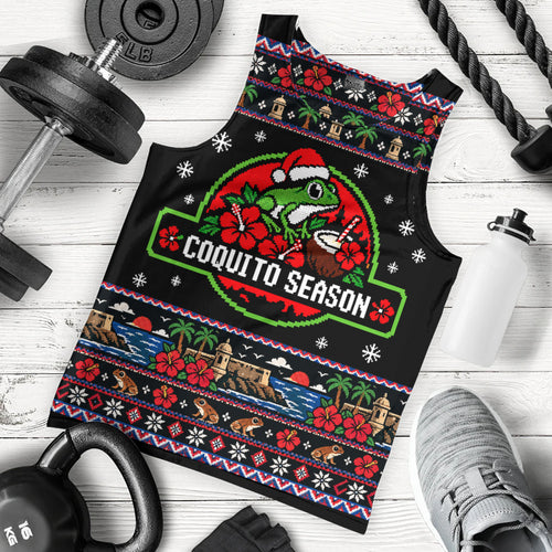 Puerto Rico Tank Top Coquito Season Puerto Rico Christmas Ugly Style