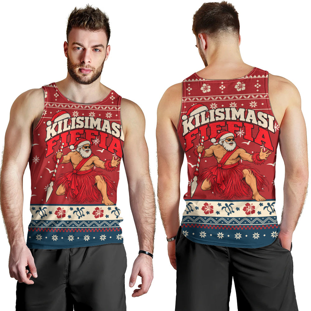 Tonga Tank Top Ugly Christmas Kilisimasi Fiefia Tongan Warrior Santa