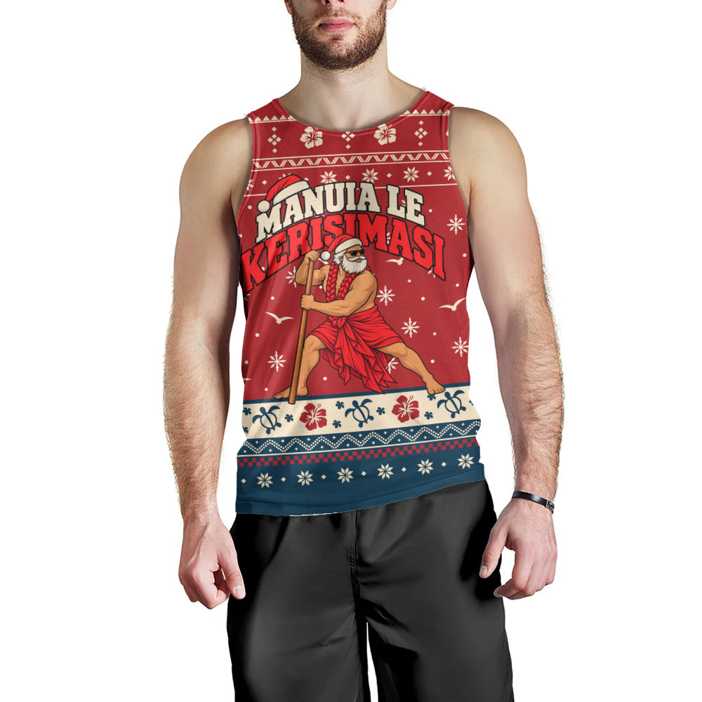 Samoa Tank Top Ugly Christmas Manuia le Kerisimasi Samoan Warrior Santa