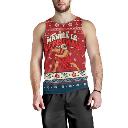 Samoa Tank Top Ugly Christmas Manuia le Kerisimasi Samoan Warrior Santa