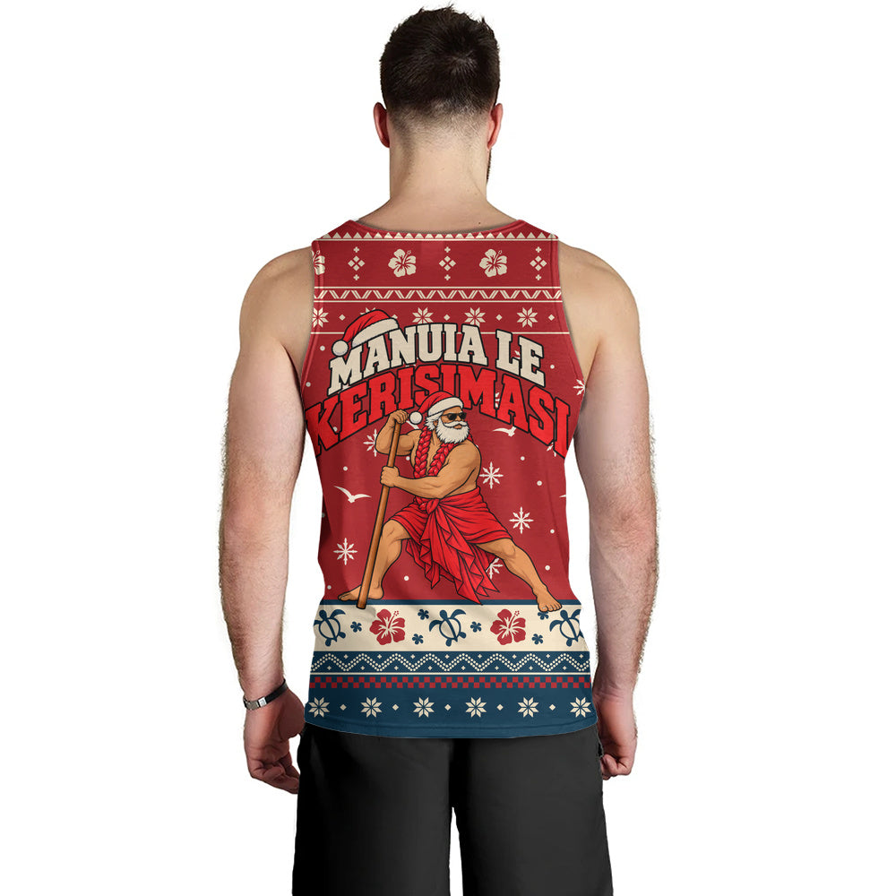 Samoa Tank Top Ugly Christmas Manuia le Kerisimasi Samoan Warrior Santa