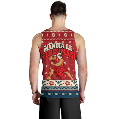 Samoa Tank Top Ugly Christmas Manuia le Kerisimasi Samoan Warrior Santa