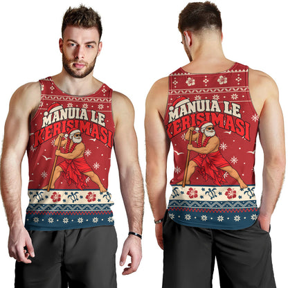Samoa Tank Top Ugly Christmas Manuia le Kerisimasi Samoan Warrior Santa