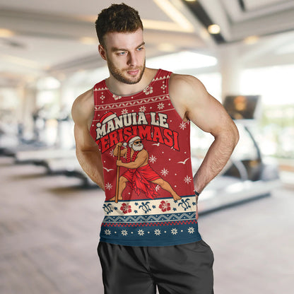 Samoa Tank Top Ugly Christmas Manuia le Kerisimasi Samoan Warrior Santa