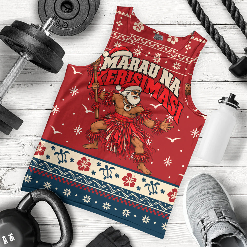 Fiji Tank Top Ugly Christmas Marau na Kerisimasi Fijian Warrior Santa