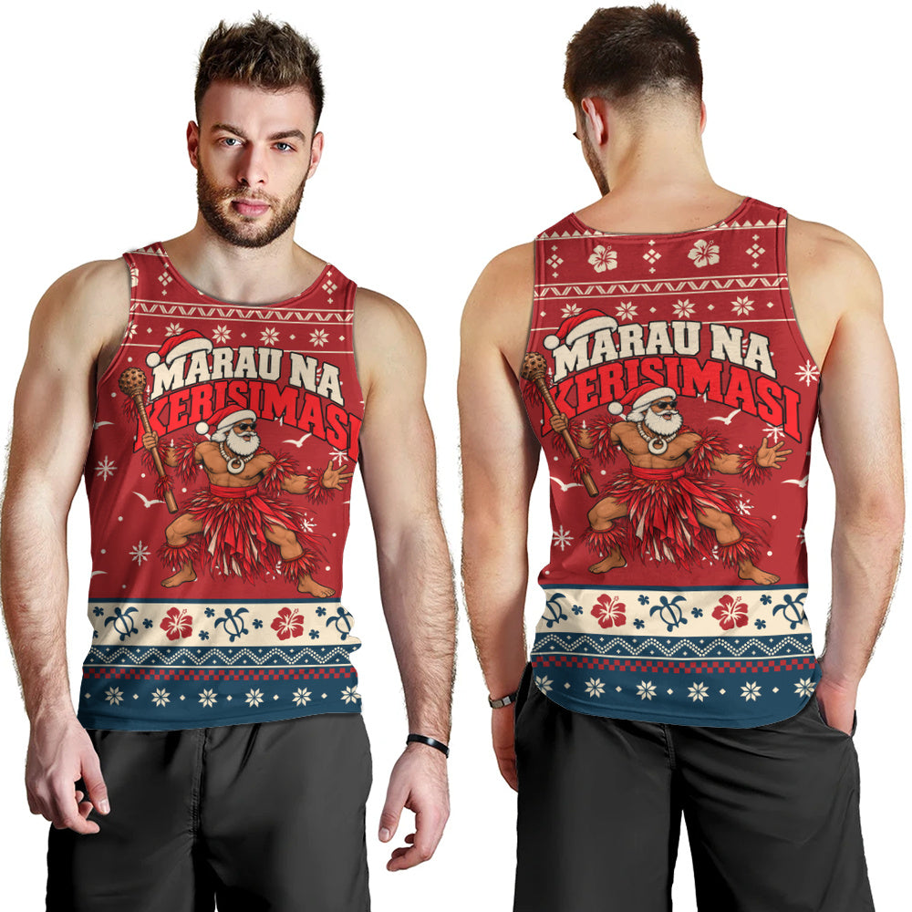 Fiji Tank Top Ugly Christmas Marau na Kerisimasi Fijian Warrior Santa