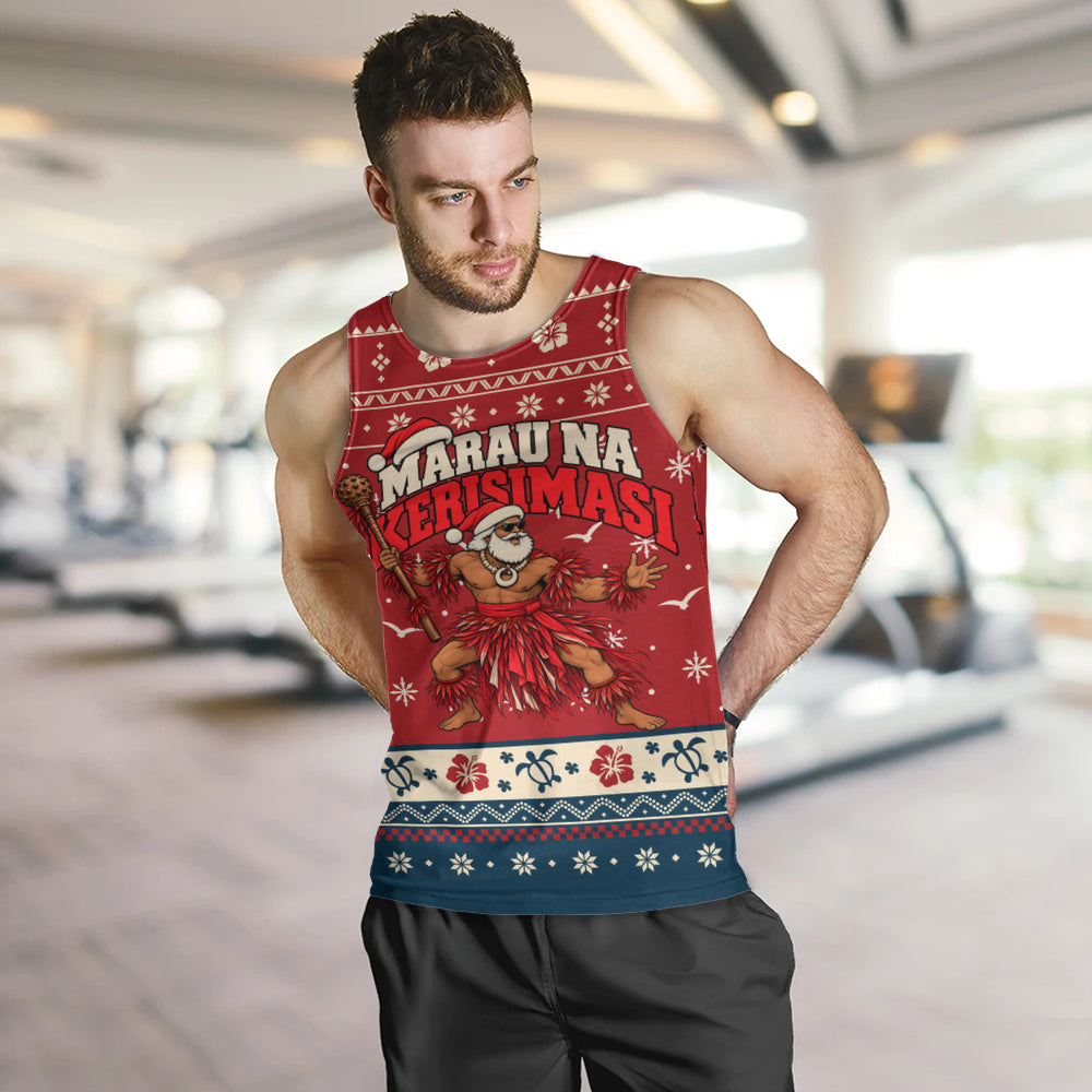 Fiji Tank Top Ugly Christmas Marau na Kerisimasi Fijian Warrior Santa