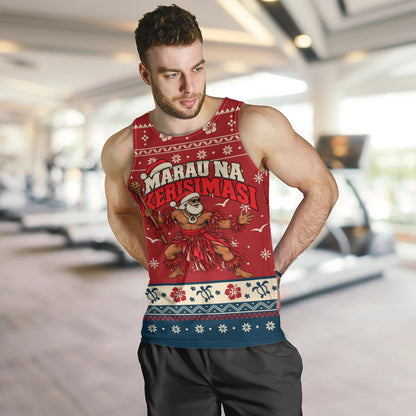 Fiji Tank Top Ugly Christmas Marau na Kerisimasi Fijian Warrior Santa