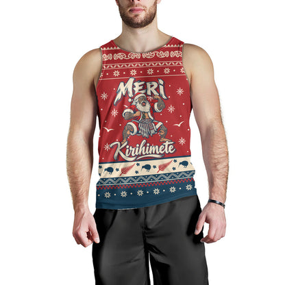 New Zealand Tank Top Ugly Christmas Meri Kirihimete Maori Haka Santa