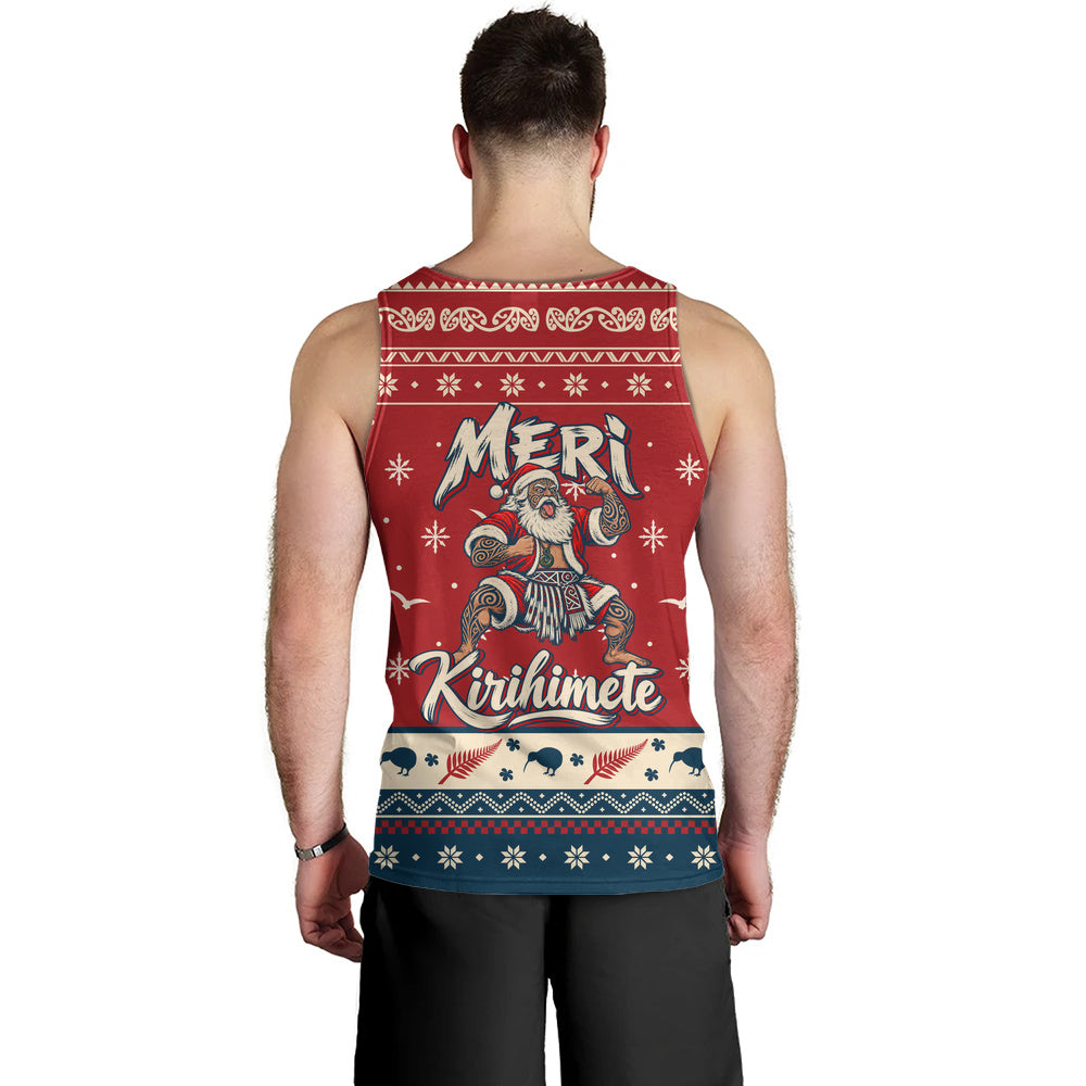 New Zealand Tank Top Ugly Christmas Meri Kirihimete Maori Haka Santa
