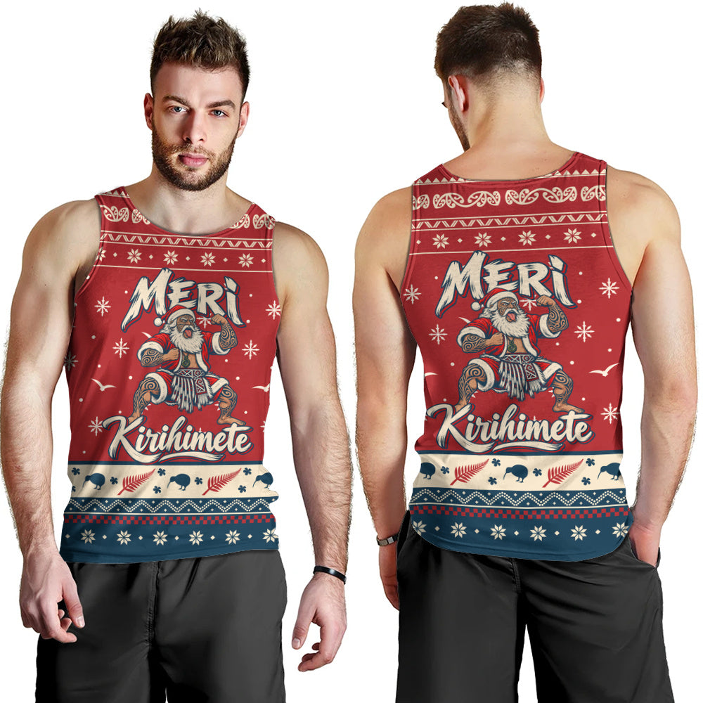 New Zealand Tank Top Ugly Christmas Meri Kirihimete Maori Haka Santa
