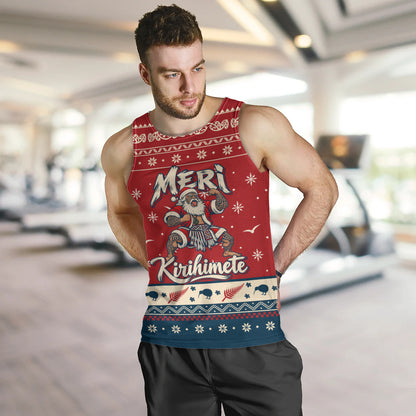 New Zealand Tank Top Ugly Christmas Meri Kirihimete Maori Haka Santa