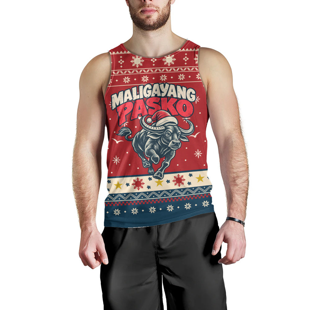 Philippines Filipinos Tank Top Ugly Christmas Maligayang Pasko Filipino Santa Carabao