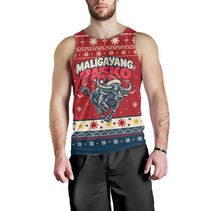 Philippines Filipinos Tank Top Ugly Christmas Maligayang Pasko Filipino Santa Carabao
