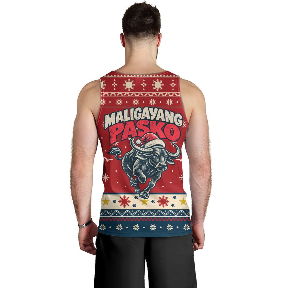 Philippines Filipinos Tank Top Ugly Christmas Maligayang Pasko Filipino Santa Carabao