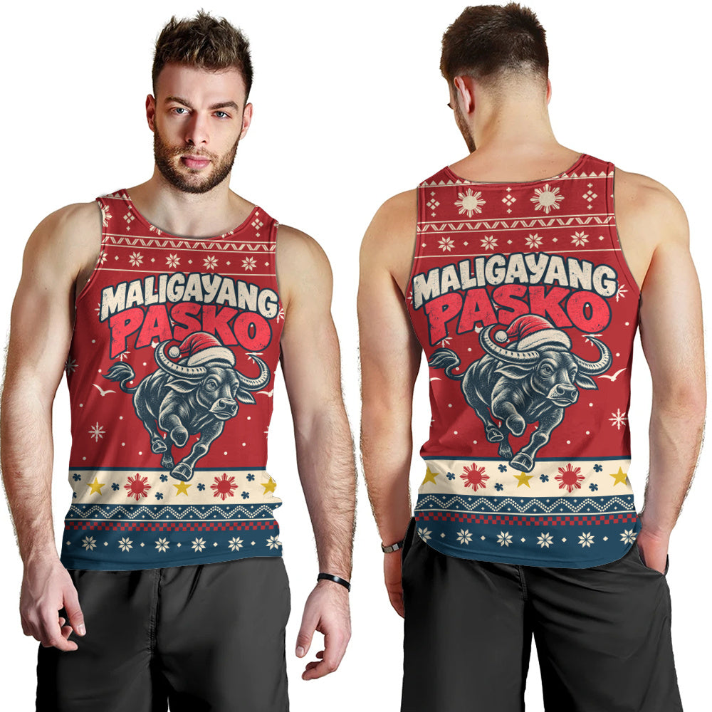 Philippines Filipinos Tank Top Ugly Christmas Maligayang Pasko Filipino Santa Carabao