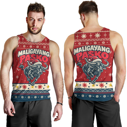 Philippines Filipinos Tank Top Ugly Christmas Maligayang Pasko Filipino Santa Carabao