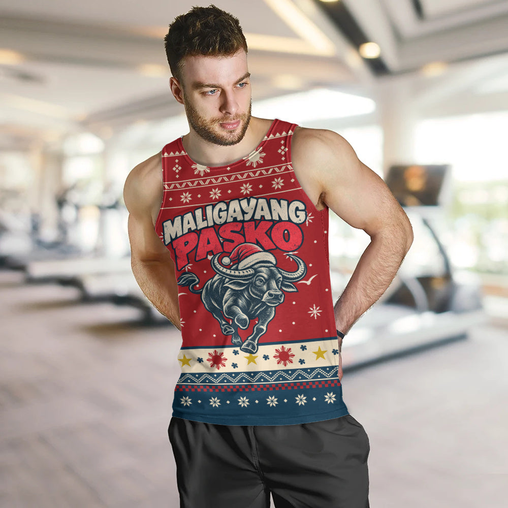 Philippines Filipinos Tank Top Ugly Christmas Maligayang Pasko Filipino Santa Carabao