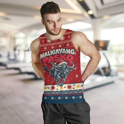 Philippines Filipinos Tank Top Ugly Christmas Maligayang Pasko Filipino Santa Carabao