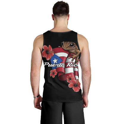 Puerto Rico Tank Top Black Puerto Rican Flag Hibiscus Floral Boricua Pride