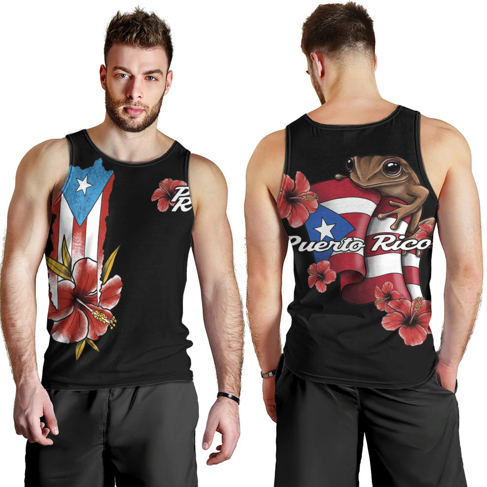 Puerto Rico Tank Top Black Puerto Rican Flag Hibiscus Floral Boricua Pride