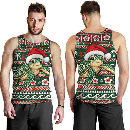 Hawaii Tank Top Santa Sea Turtle Polynesian Tribal Tropical Floral