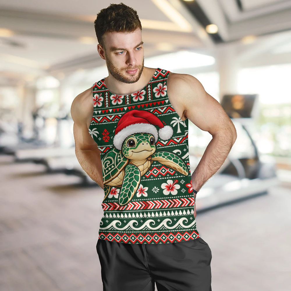 Hawaii Tank Top Santa Sea Turtle Polynesian Tribal Tropical Floral