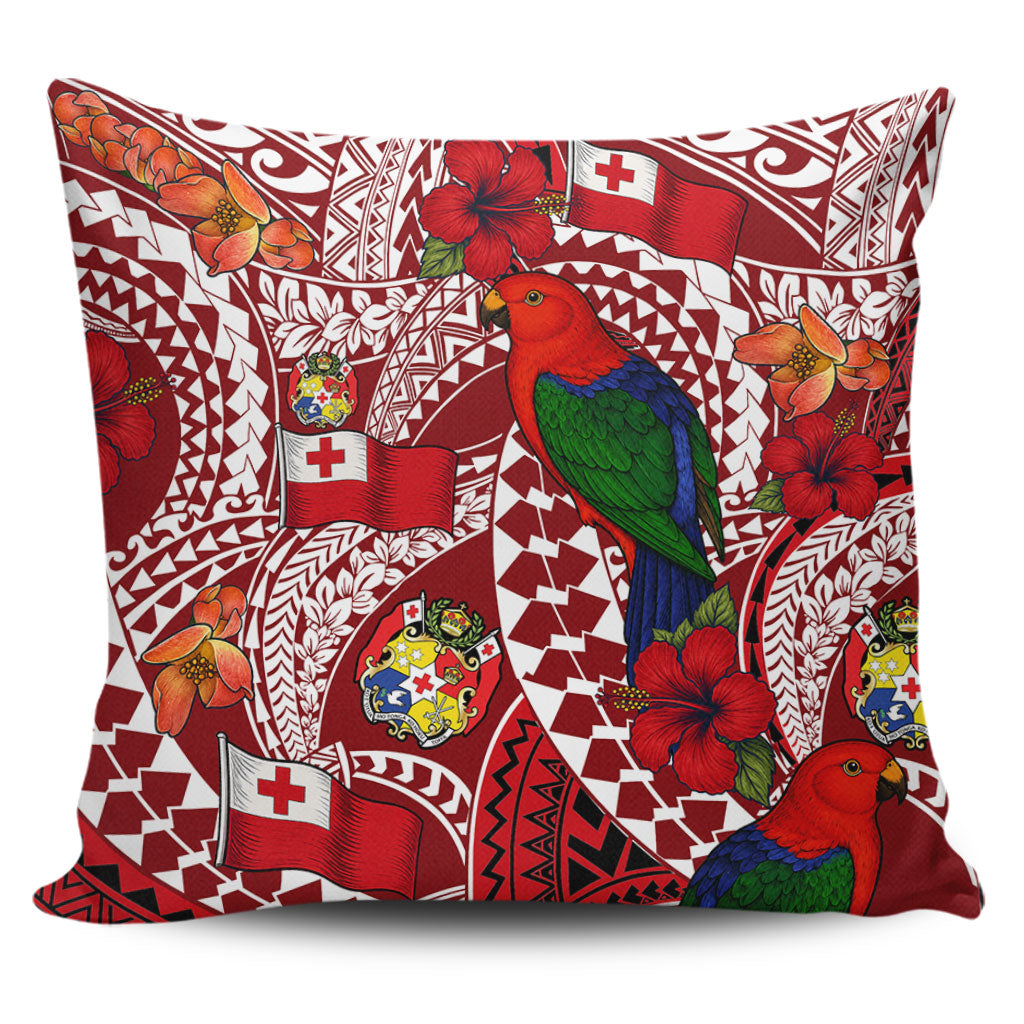 Tonga Pillow Cases Polynesian Red Shining Parrot Heilala Pattern