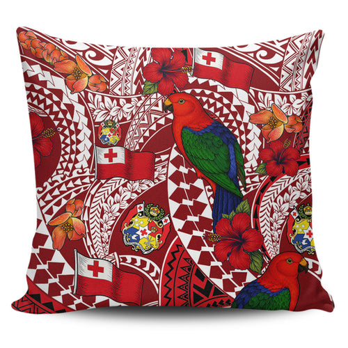Tonga Pillow Cases Polynesian Red Shining Parrot Heilala Pattern