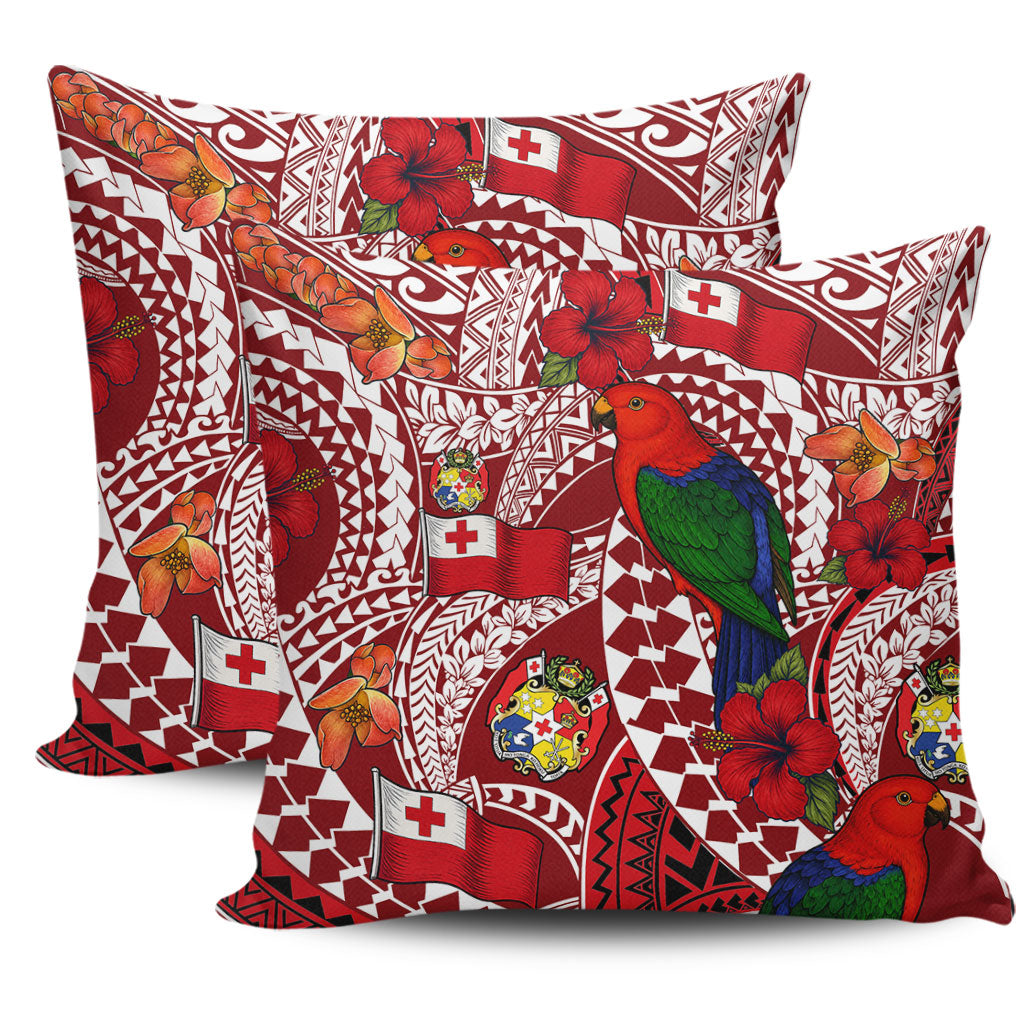 Tonga Pillow Cases Polynesian Red Shining Parrot Heilala Pattern