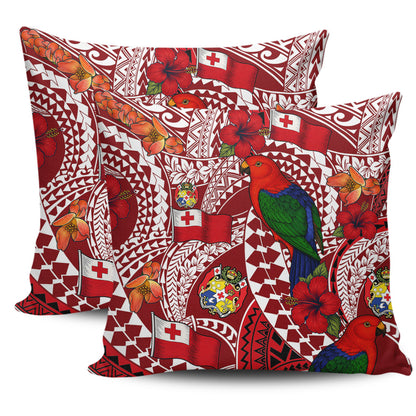 Tonga Pillow Cases Polynesian Red Shining Parrot Heilala Pattern