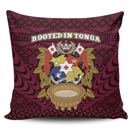 Tonga Pillow Cases Rooted In Tonga Coat Of Arms Kava Bowl Ngatu Style