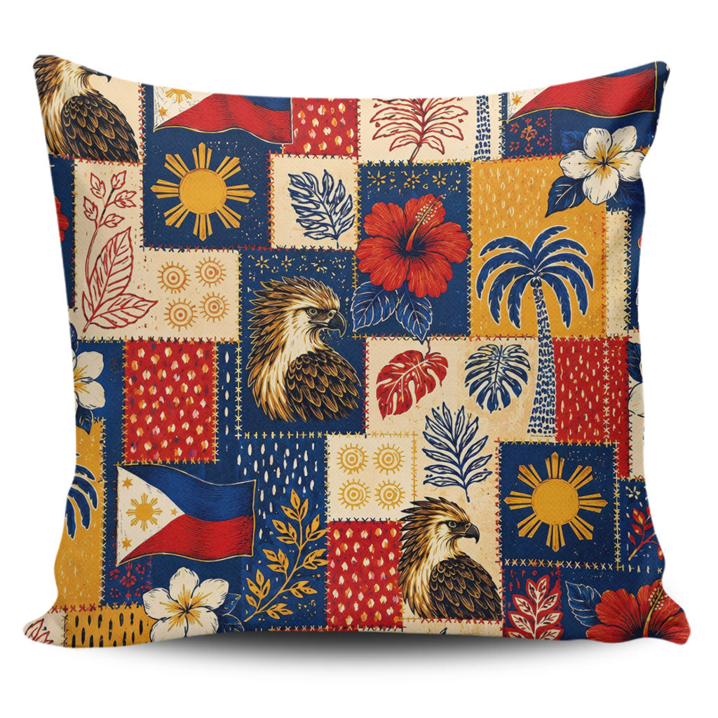 Philippines Filipinos Pillow Cases Eagle Sun Flag Tropical Floral Patchwork Style