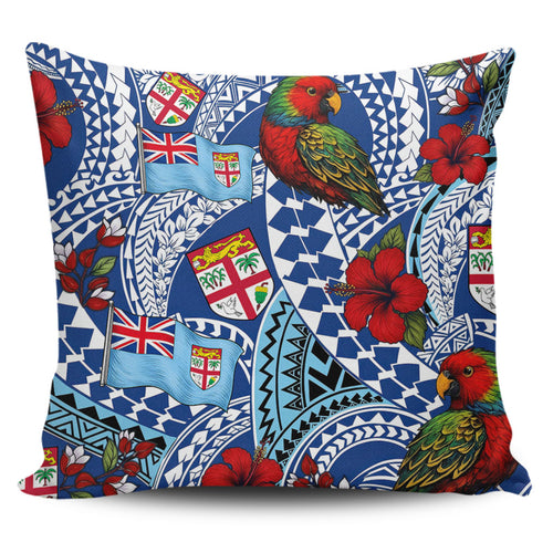 Fiji Pillow Cases Kula Parrot Flag Hibiscus Tribal Style