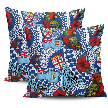Fiji Pillow Cases Kula Parrot Flag Hibiscus Tribal Style