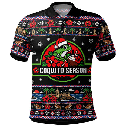 Puerto Rico Polo Shirt Coquito Season Puerto Rico Christmas Ugly Style