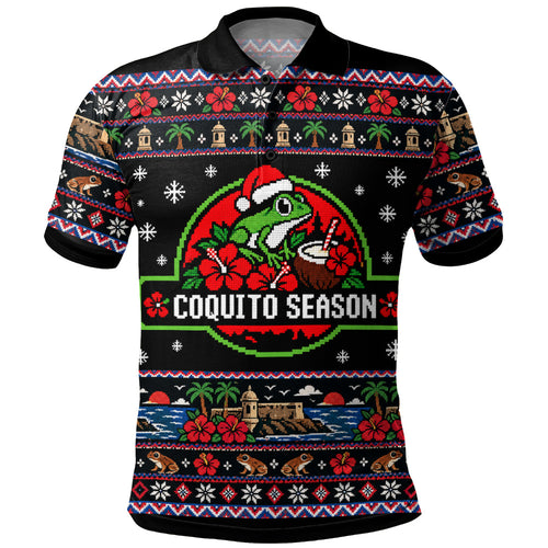 Puerto Rico Polo Shirt Coquito Season Puerto Rico Christmas Ugly Style