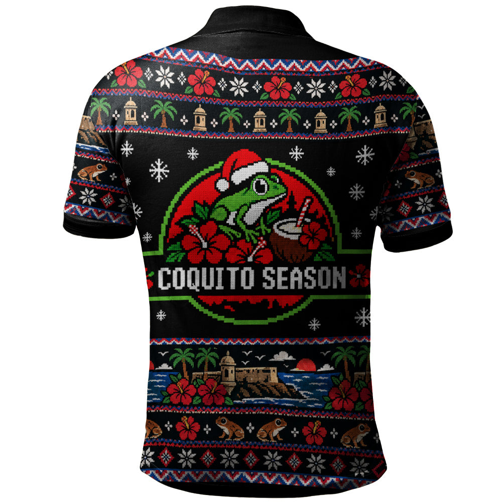 Puerto Rico Polo Shirt Coquito Season Puerto Rico Christmas Ugly Style