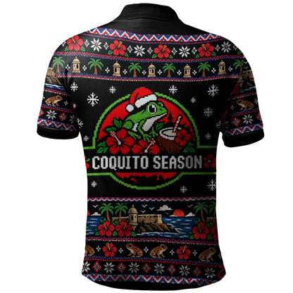 Puerto Rico Polo Shirt Coquito Season Puerto Rico Christmas Ugly Style
