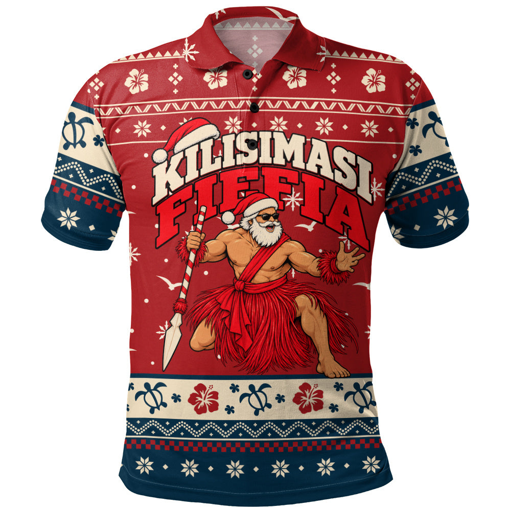 Tonga Polo Shirt Ugly Christmas Kilisimasi Fiefia Tongan Warrior Santa