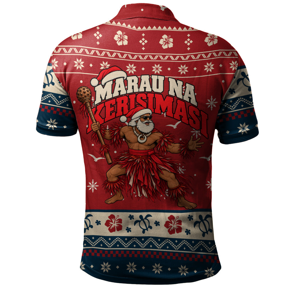 Fiji Polo Shirt Ugly Christmas Marau na Kerisimasi Fijian Warrior Santa