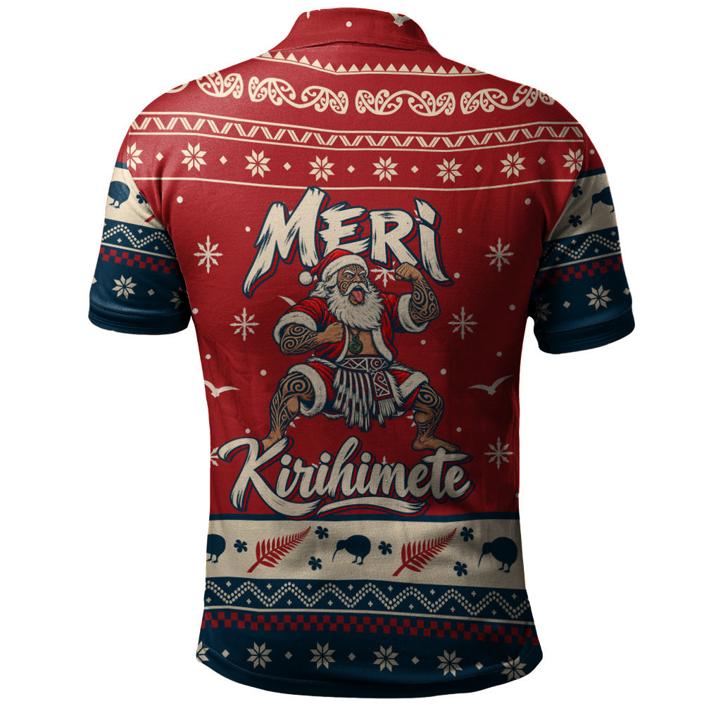 New Zealand Polo Shirt Ugly Christmas Meri Kirihimete Maori Haka Santa