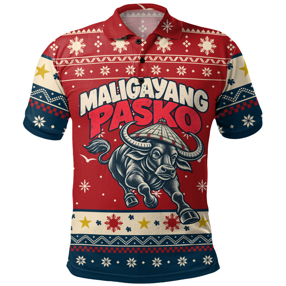 Philippines Filipinos Polo Shirt Ugly Christmas Maligayang Pasko Filipino Carabao