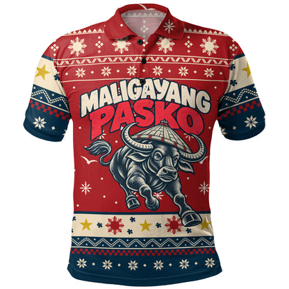 Philippines Filipinos Polo Shirt Ugly Christmas Maligayang Pasko Filipino Carabao