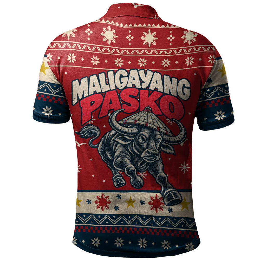Philippines Filipinos Polo Shirt Ugly Christmas Maligayang Pasko Filipino Carabao