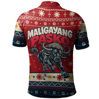 Philippines Filipinos Polo Shirt Ugly Christmas Maligayang Pasko Filipino Carabao