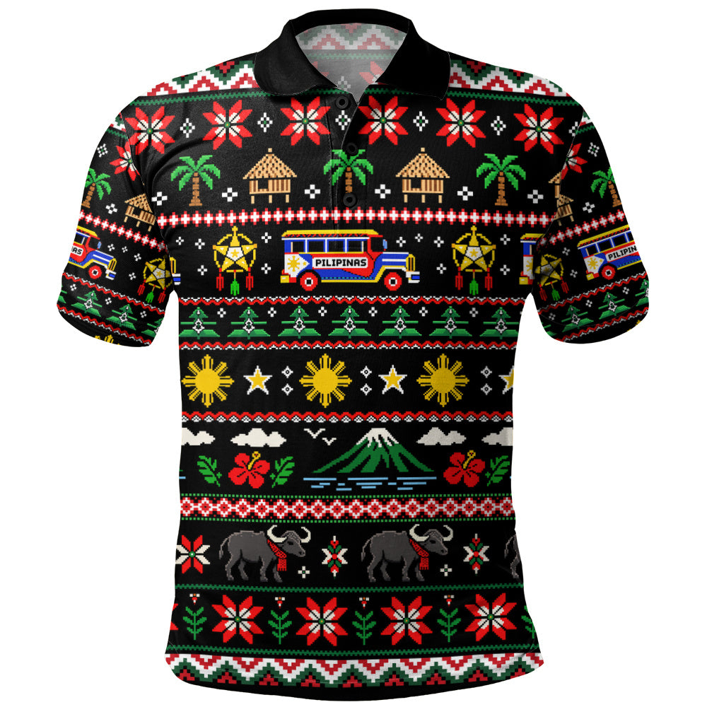 Philippines Filipinos Polo Shirt Maligayang Pasko Pattern Style